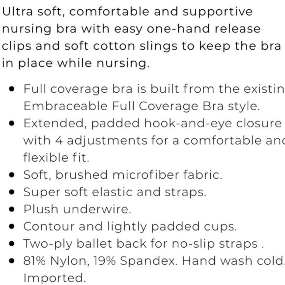 Soma Nude Wire Free Nursing Bra 34DD